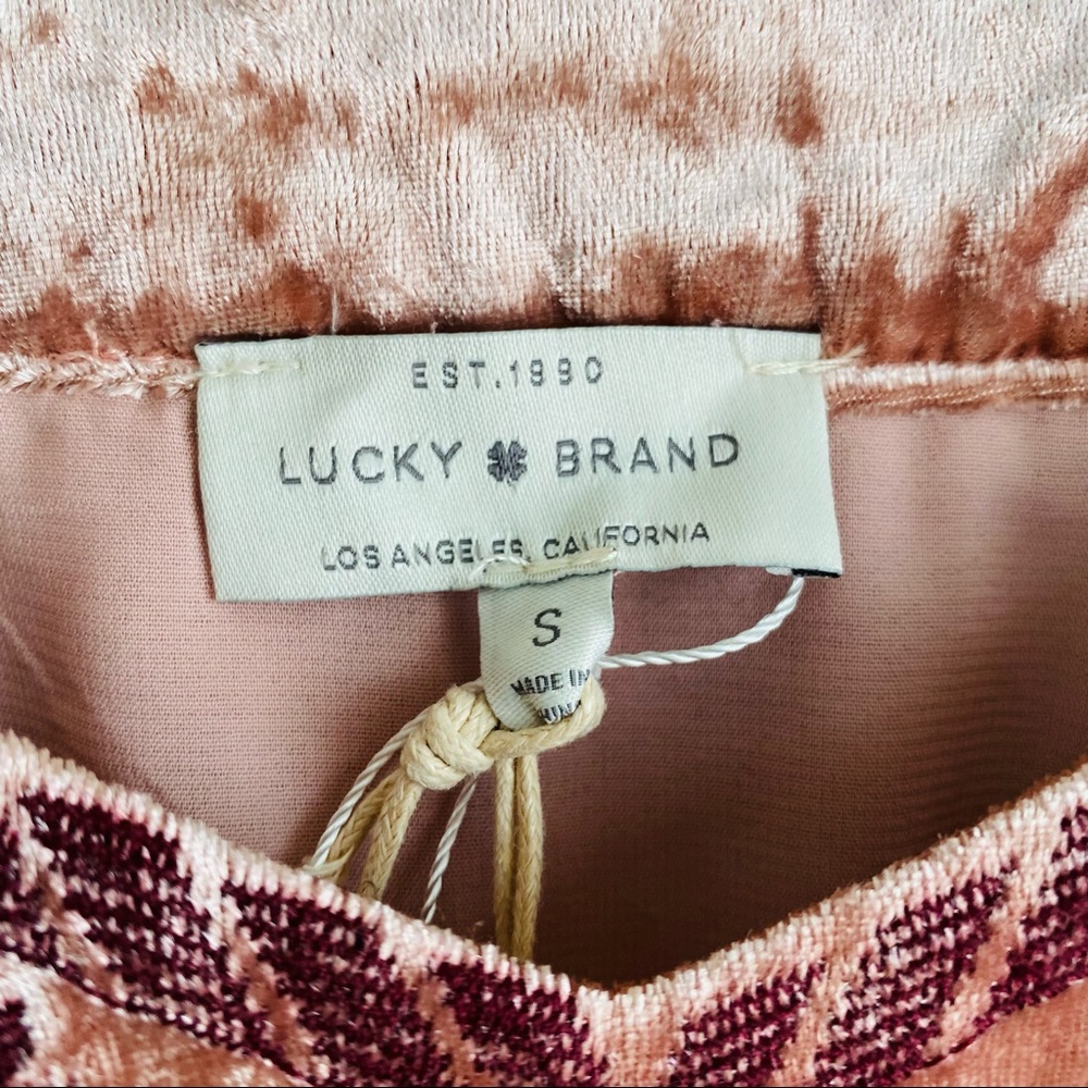 Lucky Brand NWT Pink Crushed‎ Velvet Embroidered Pocket Dress Size Small - Picture 8 of 11